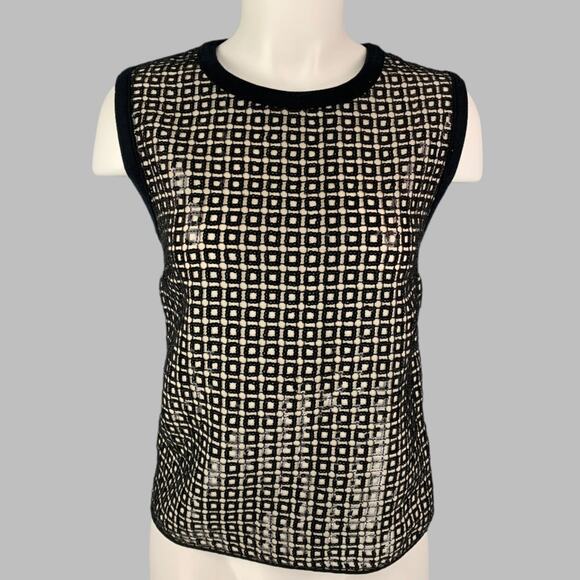 GIAMBATTISTA VALLI Size S Black Polyester Sequined Sleeveless Dress Top - Picture 1 of 6